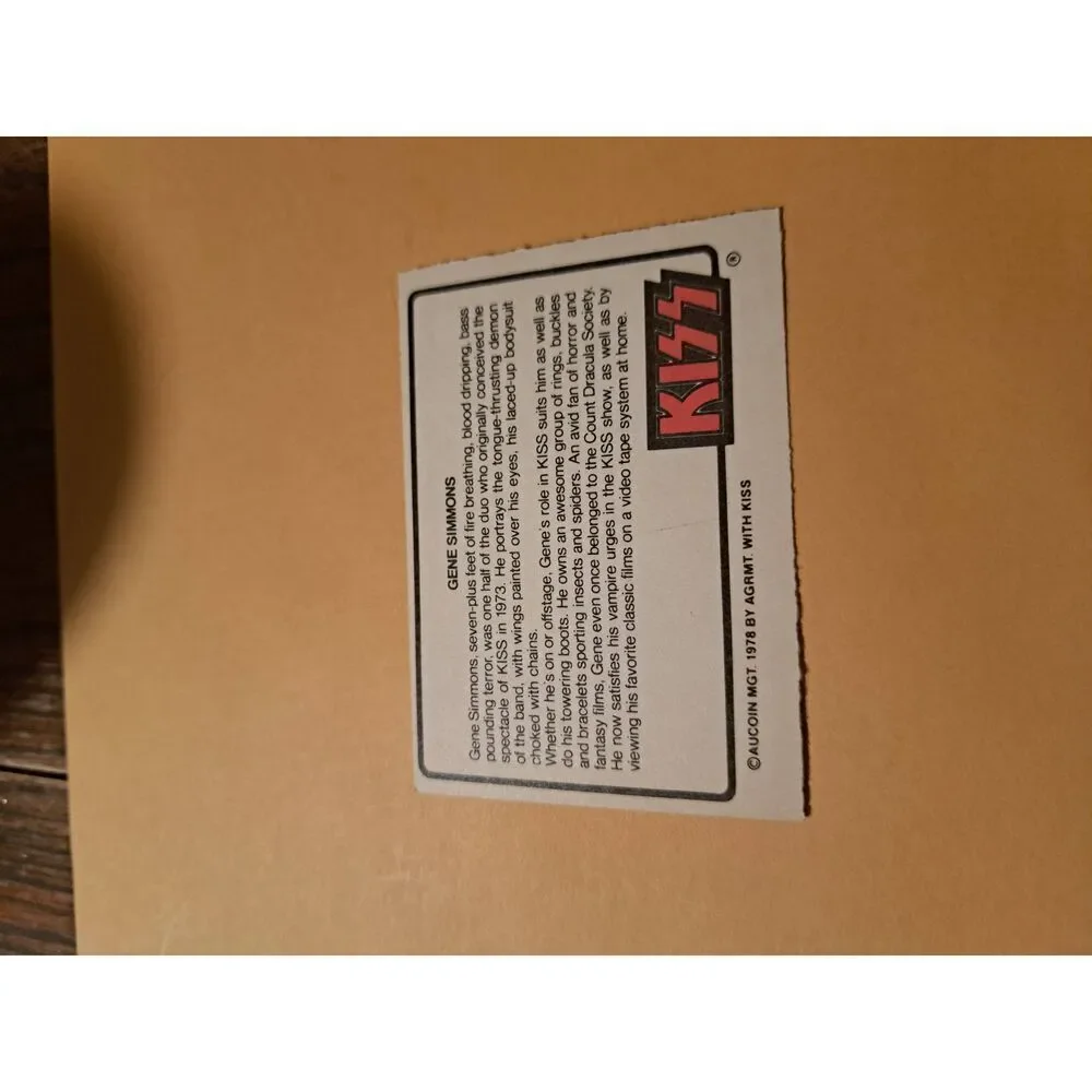 Vintage 1978 Aucoin Management AGRMT KISS Trading Card No 50 Collectible Rock